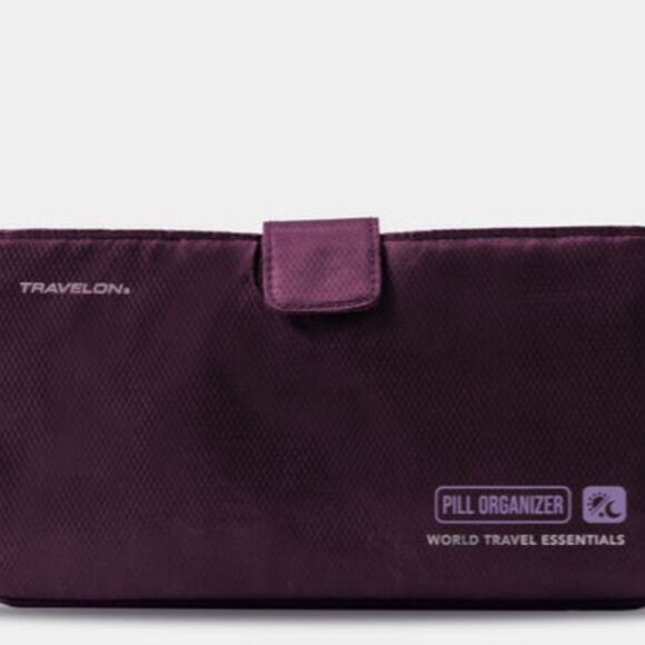 Travelon World Travel Essential 7-Day AM/PM Push Button Pill Case - Picture 2 of 8